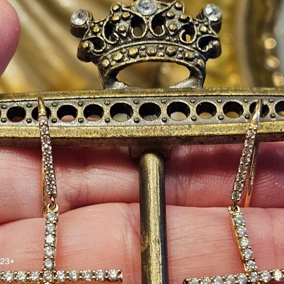 RARE MODERN LUXURY LANA JEWELRY FLAWLESS DIAMOND 14K GOLD CROSS PIERCED EARRINGS - Picture 15 of 15